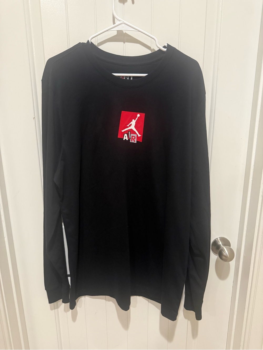 Jordan Black Long-Sleeve Tee with Red Air Logo